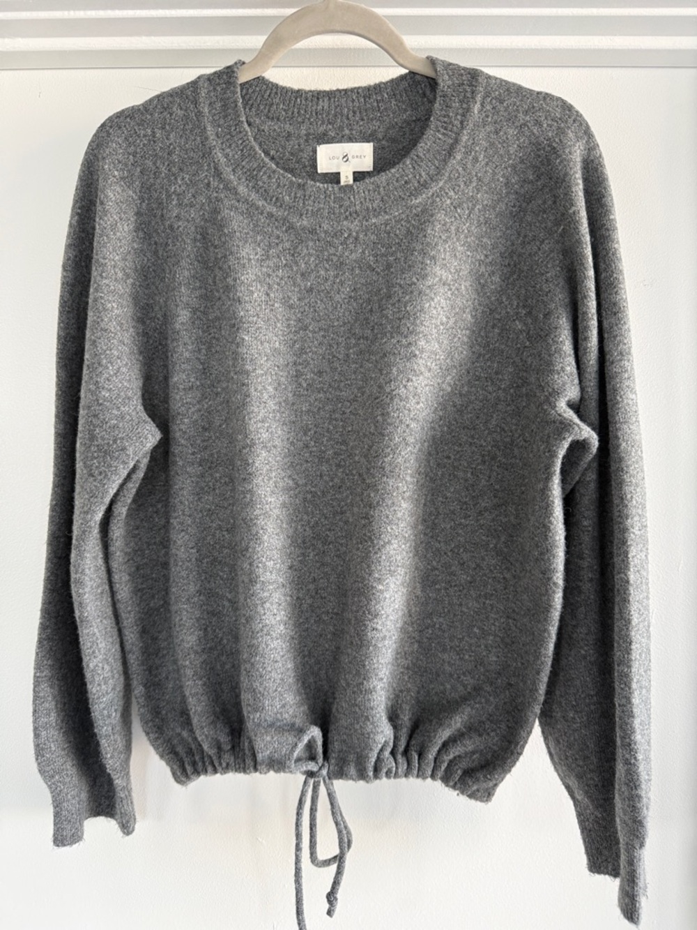 Lou & Grey Heather Gray Drawstring Hem Crewneck Sweater
